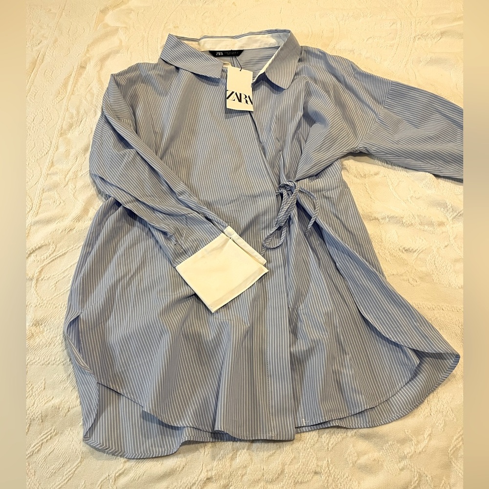 Zara Pinstripe T-Shirt Dress Size M